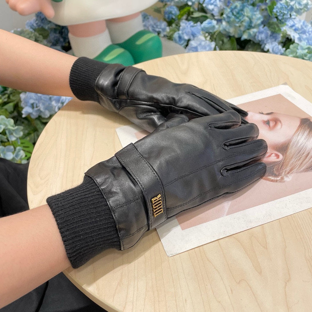 GLOVES IN BLACK LAMBSKIN MIX WOOL 465071
