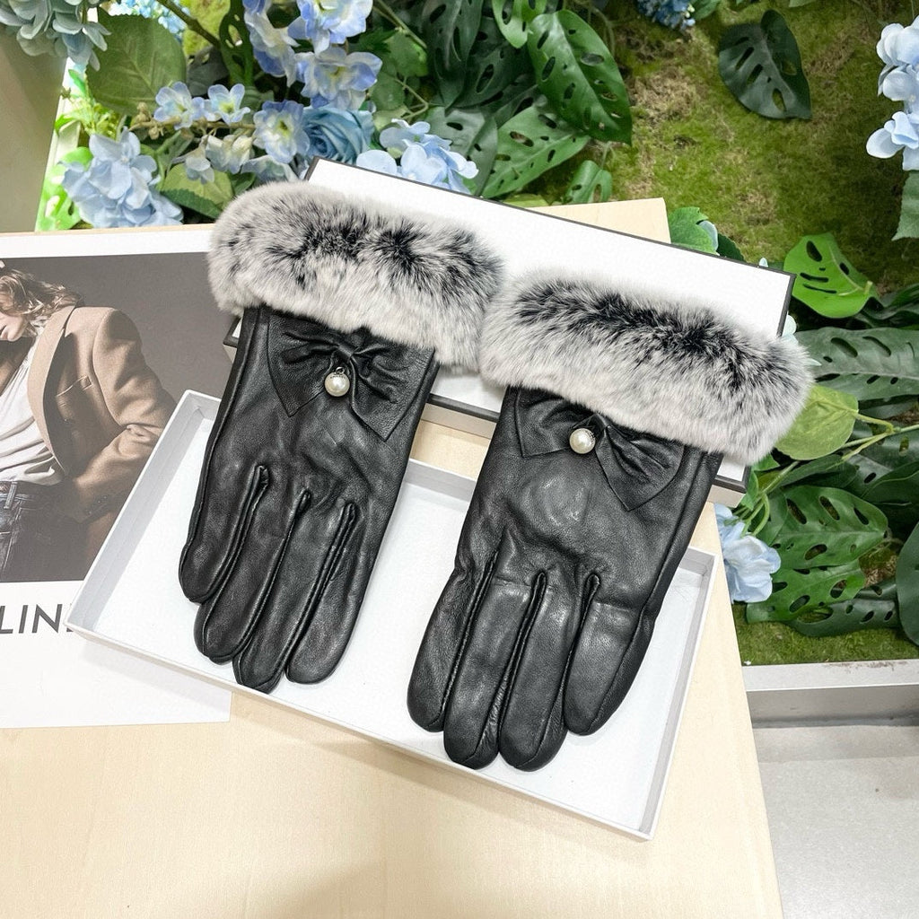 GLOVES IN BLACK LAMBSKIN WITH RABBIT FUR 465072