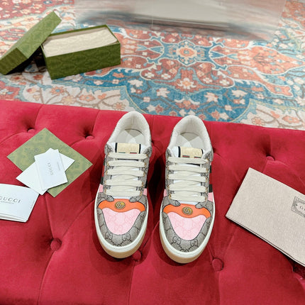 GUCCI 26S SCREENER SNEAKER IN BEIGE MIX LIGHT PINK CANVAS