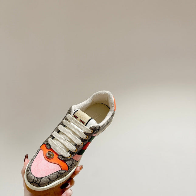 GUCCI 26S SCREENER SNEAKER IN BEIGE MIX LIGHT PINK CANVAS