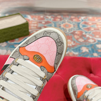 GUCCI 26S SCREENER SNEAKER IN BEIGE MIX LIGHT PINK CANVAS
