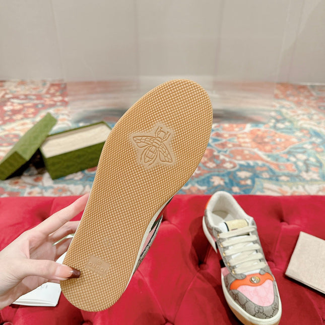 GUCCI 26S SCREENER SNEAKER IN BEIGE MIX LIGHT PINK CANVAS
