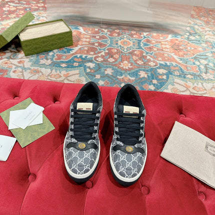 GUCCI 26S SCREENER SNEAKER IN BLACK AND WHITE GG CANVAS