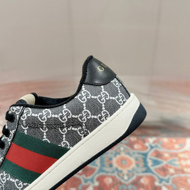 GUCCI 26S SCREENER SNEAKER IN BLACK AND WHITE GG CANVAS