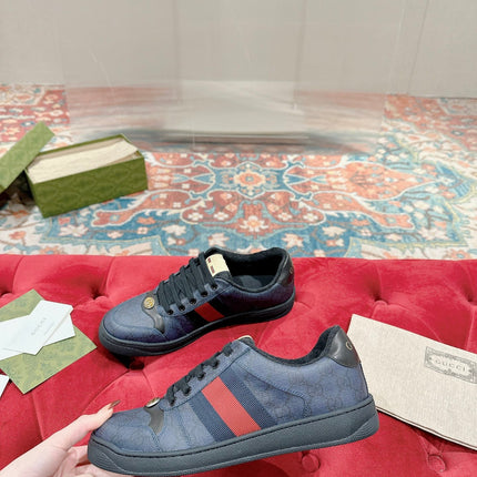 GUCCI 26S SCREENER SNEAKER IN NAVY BLUE CANVAS