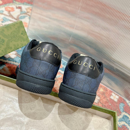 GUCCI 26S SCREENER SNEAKER IN NAVY BLUE CANVAS