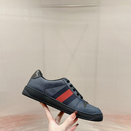GUCCI 26S SCREENER SNEAKER IN NAVY BLUE CANVAS