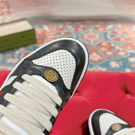 GUCCI 26S SCREENER SNEAKER IN BLACK AND WHITE LEATHER 
