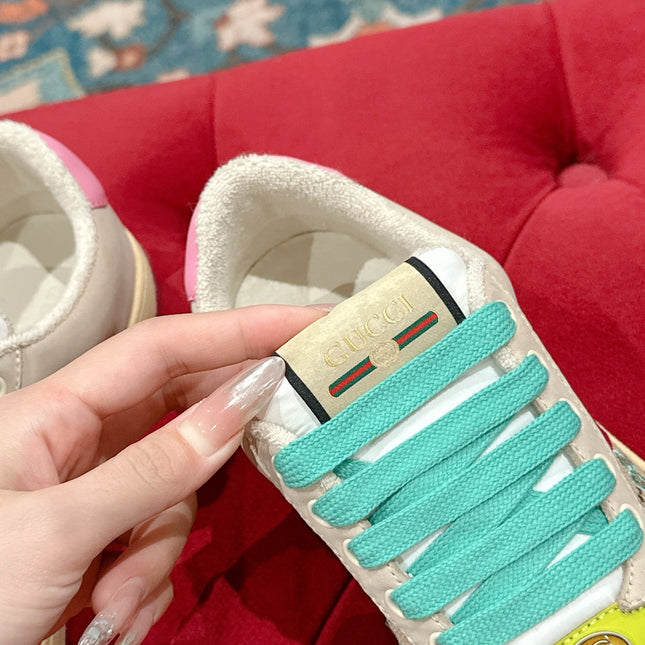 GUCCI 26S SCREENER SNEAKER IN MULTICOLOR SUEDE AND CANVAS