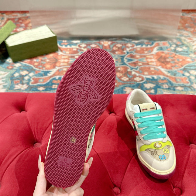 GUCCI 26S SCREENER SNEAKER IN MULTICOLOR SUEDE AND CANVAS