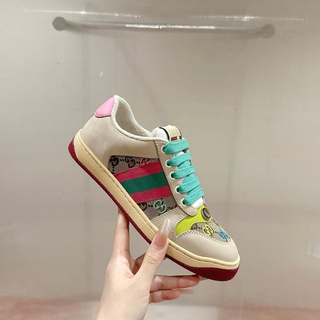 GUCCI 26S SCREENER SNEAKER IN MULTICOLOR SUEDE AND CANVAS