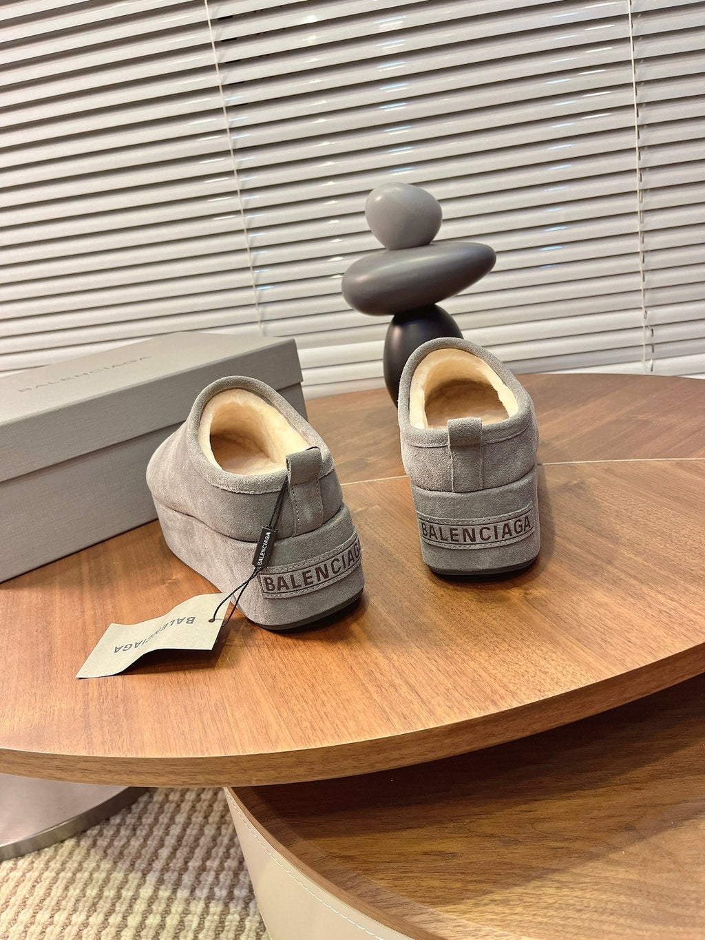 BALENCIAGA 25S AURALEE SLIP-ON 50 MM IN GREY SUEDE