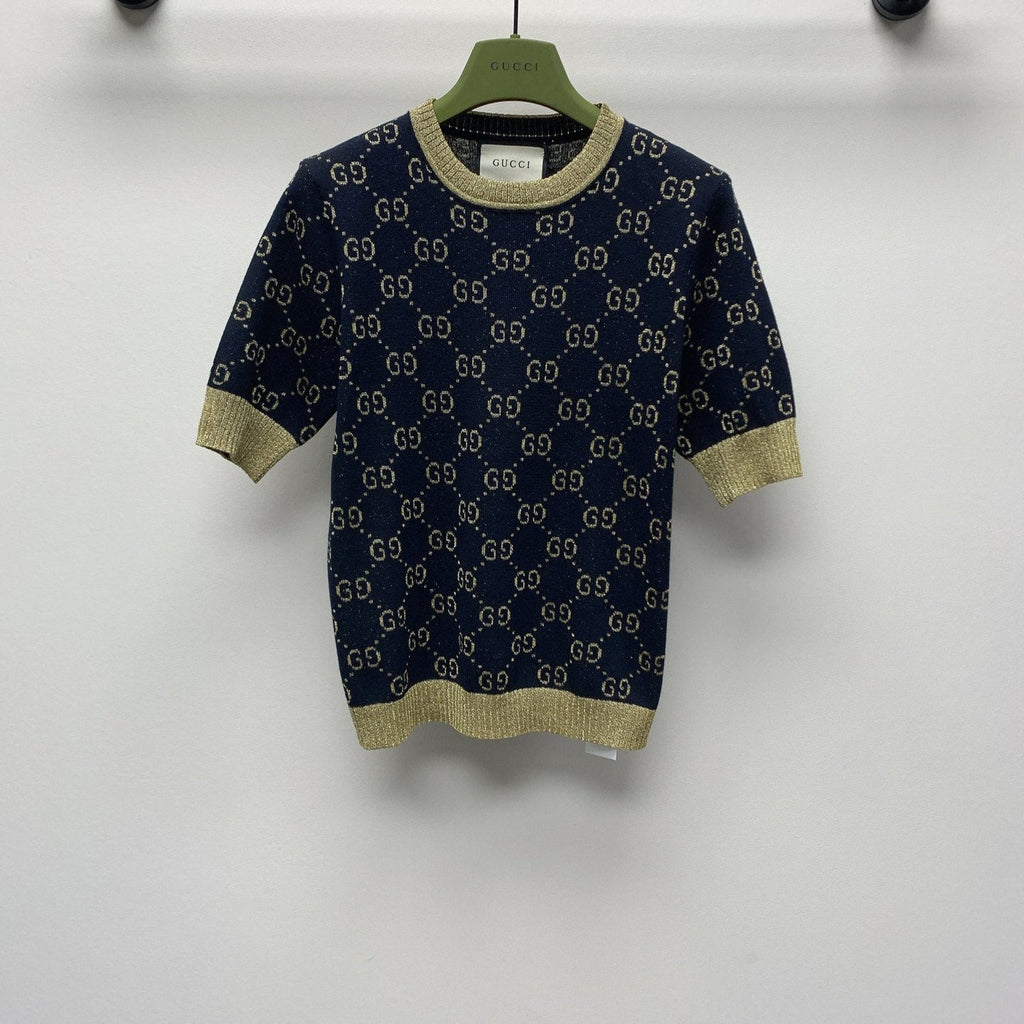 GUCCI SHORT-SLEEVE KNIT TOP 257396