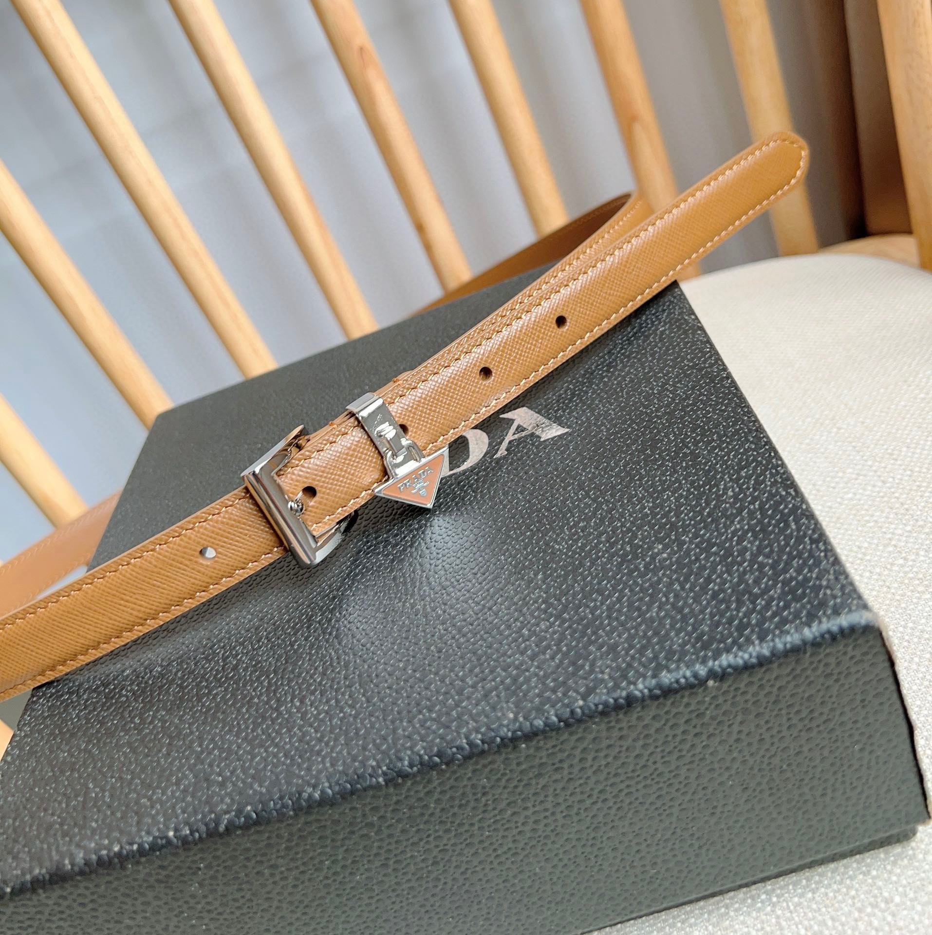 PRADA 25S BELT 15 MM IN BROWN CALFSKIN 571357