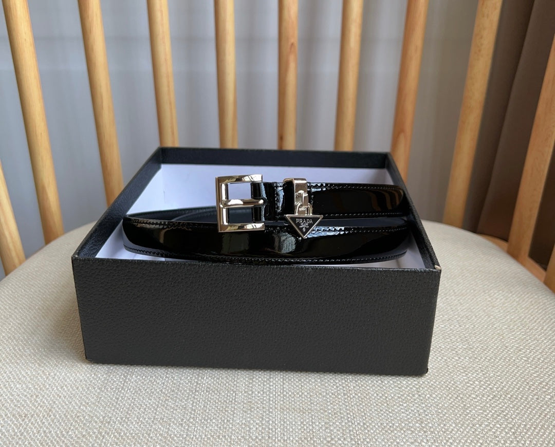 PRADA 25S BELT 15 MM IN BLACK CALFSKIN 571366