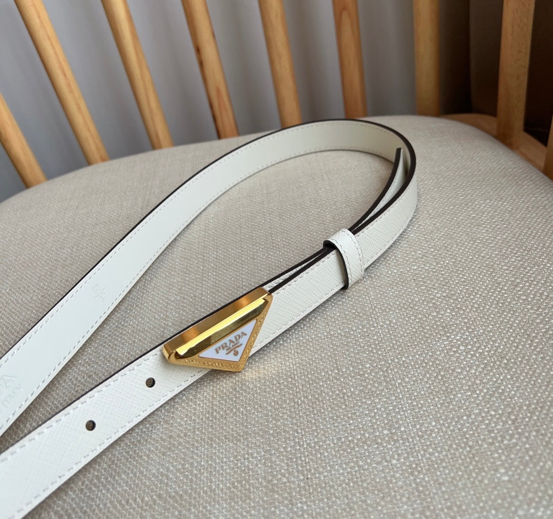 PRADA 25S BELT 20 MM IN WHITE CALFSKIN 571373