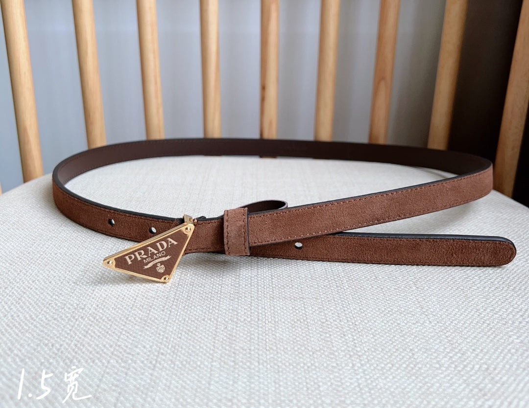 PRA TRIANGLE LOGO BELT IN BROWN SUEDE