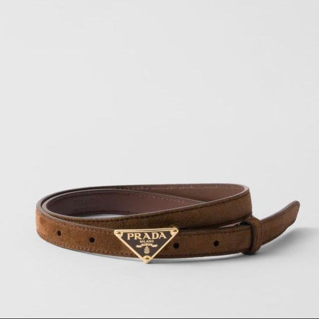 PRADA 25S BELT 15 MM IN BROWN SUEDE 541738