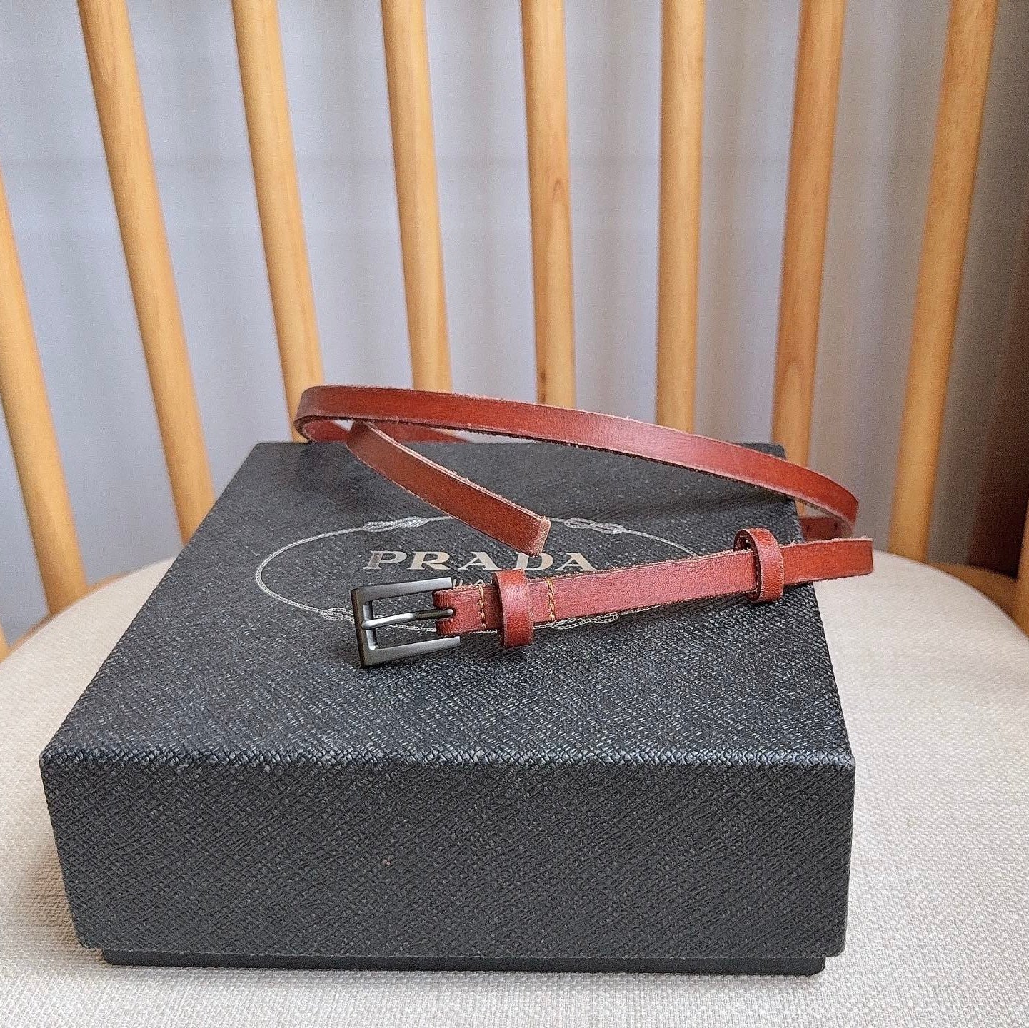 PRADA 26S BELT 10 MM IN BROWN CALFSKIN 661491