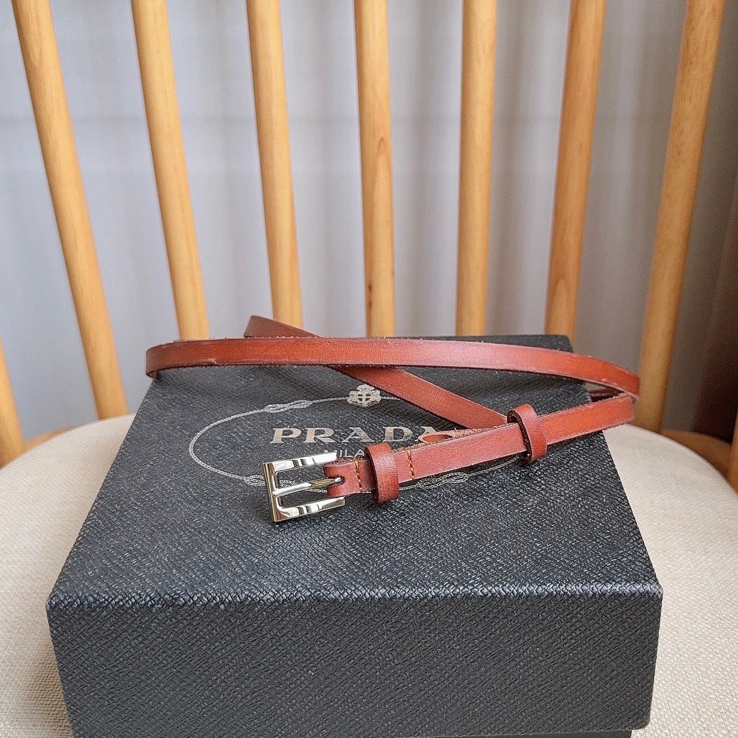 PRADA 26S BELT 10 MM IN BROWN CALFSKIN 661493