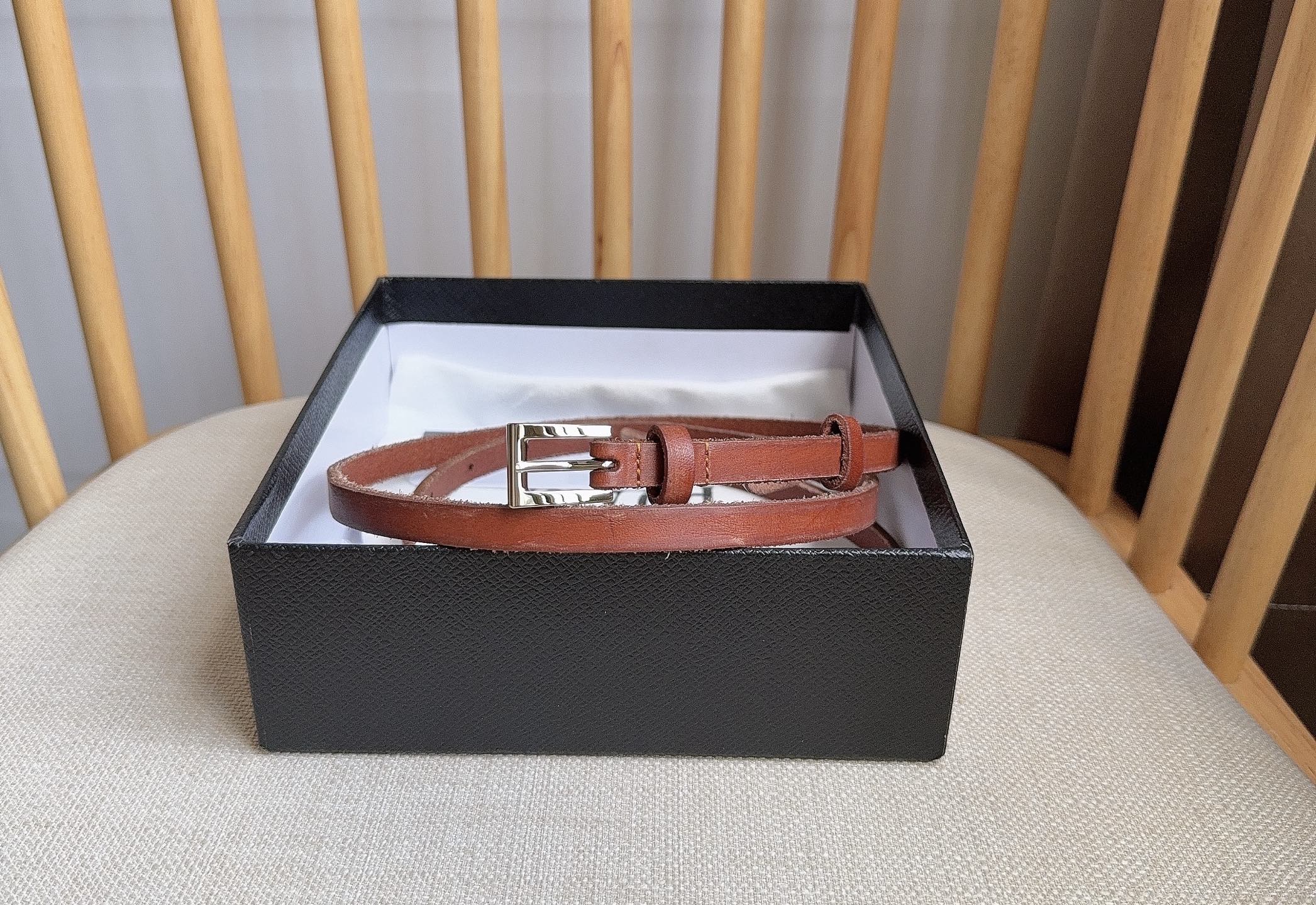 PRADA 26S BELT 10 MM IN BROWN CALFSKIN 661493
