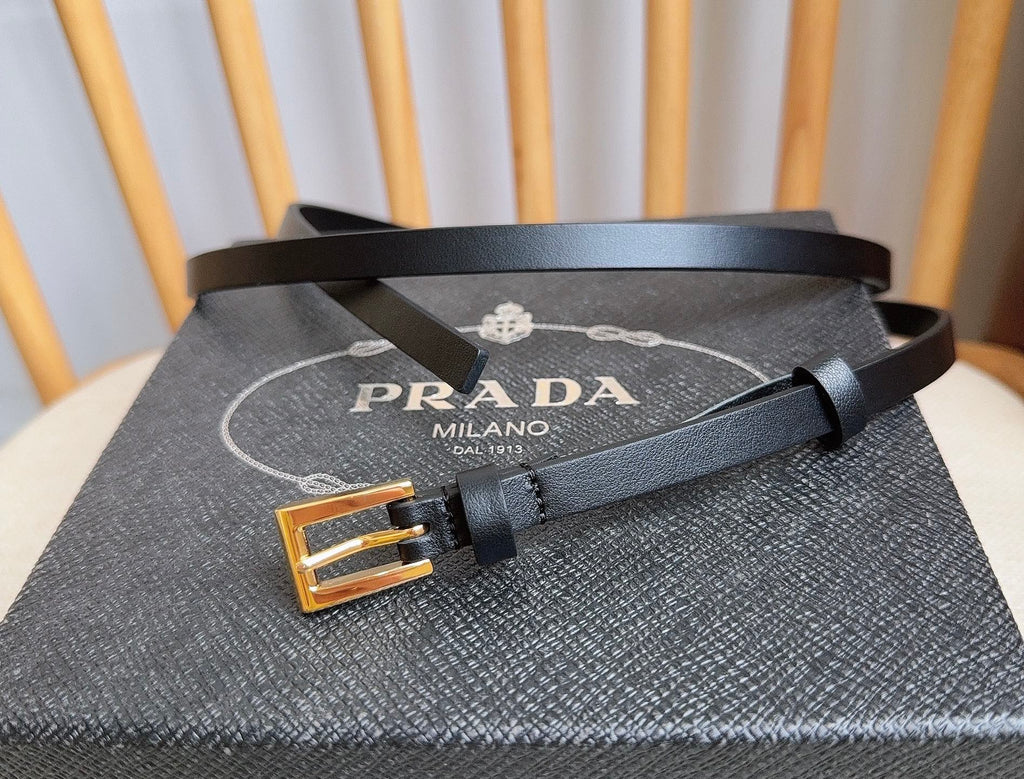 PRADA 25S BELT 10 MM IN BLACK CALFSKIN 598372