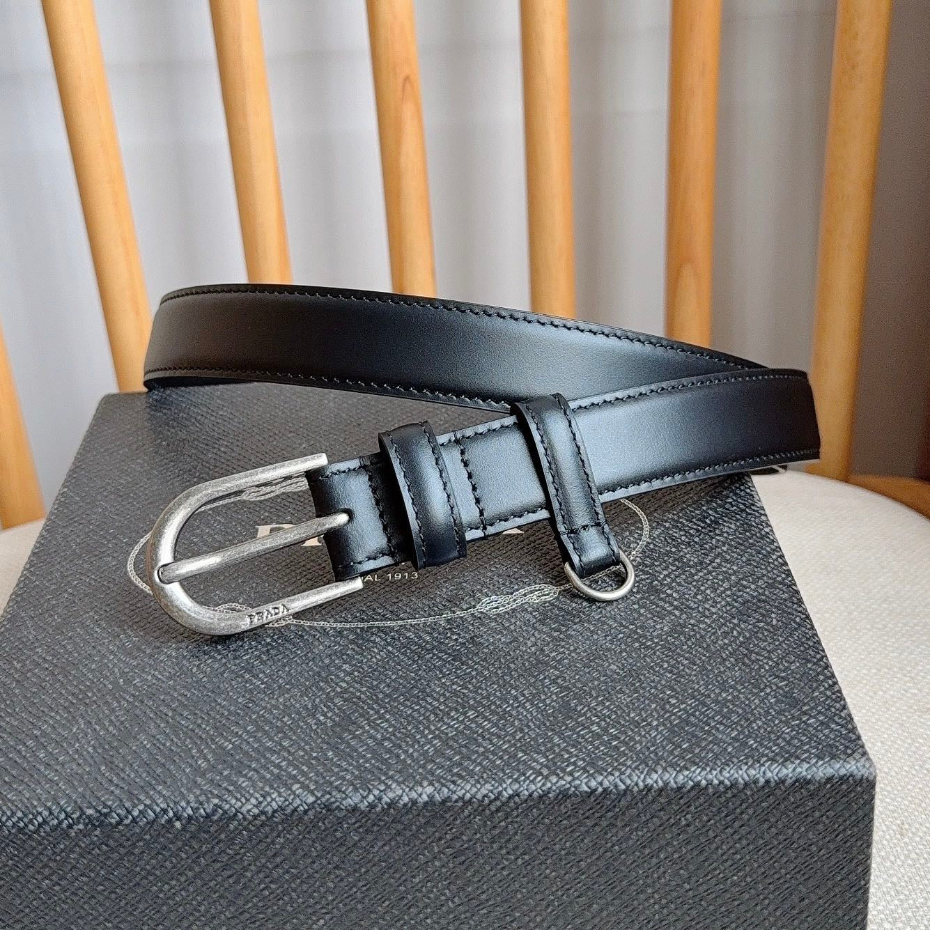 PRADA 26S BELT 25 MM IN BLACK CALFSKIN 658537