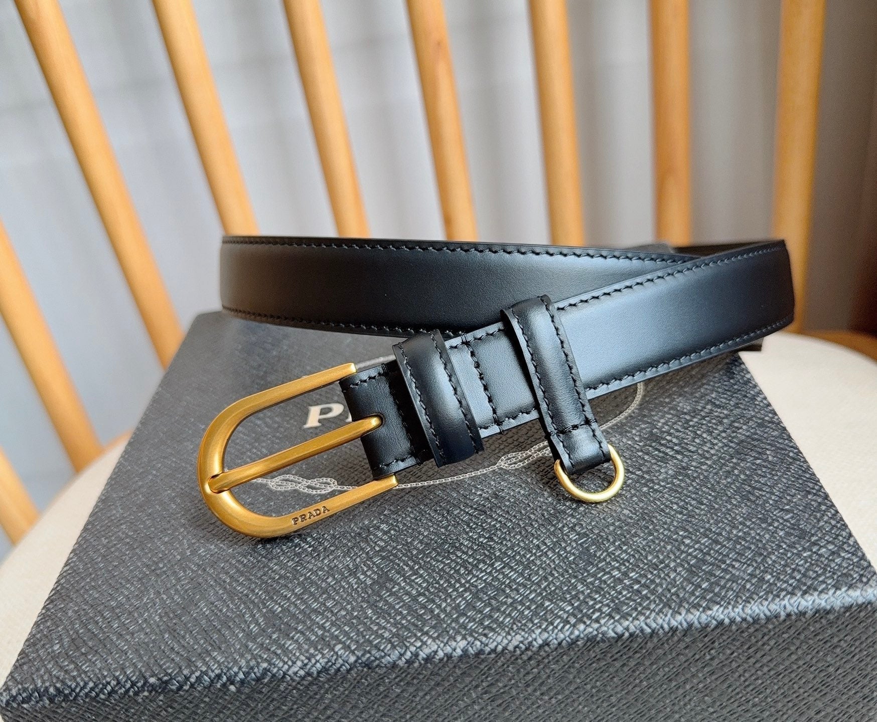 PRADA 26S BELT 25 MM IN BLACK CALFSKIN 658538