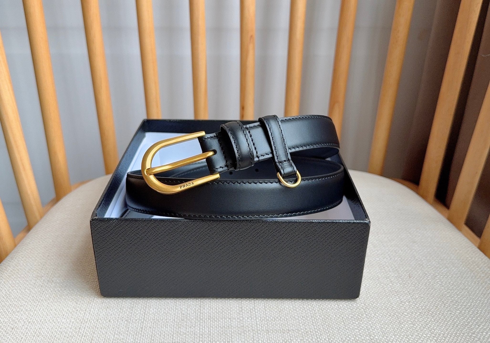 PRADA 26S BELT 25 MM IN BLACK CALFSKIN 658538