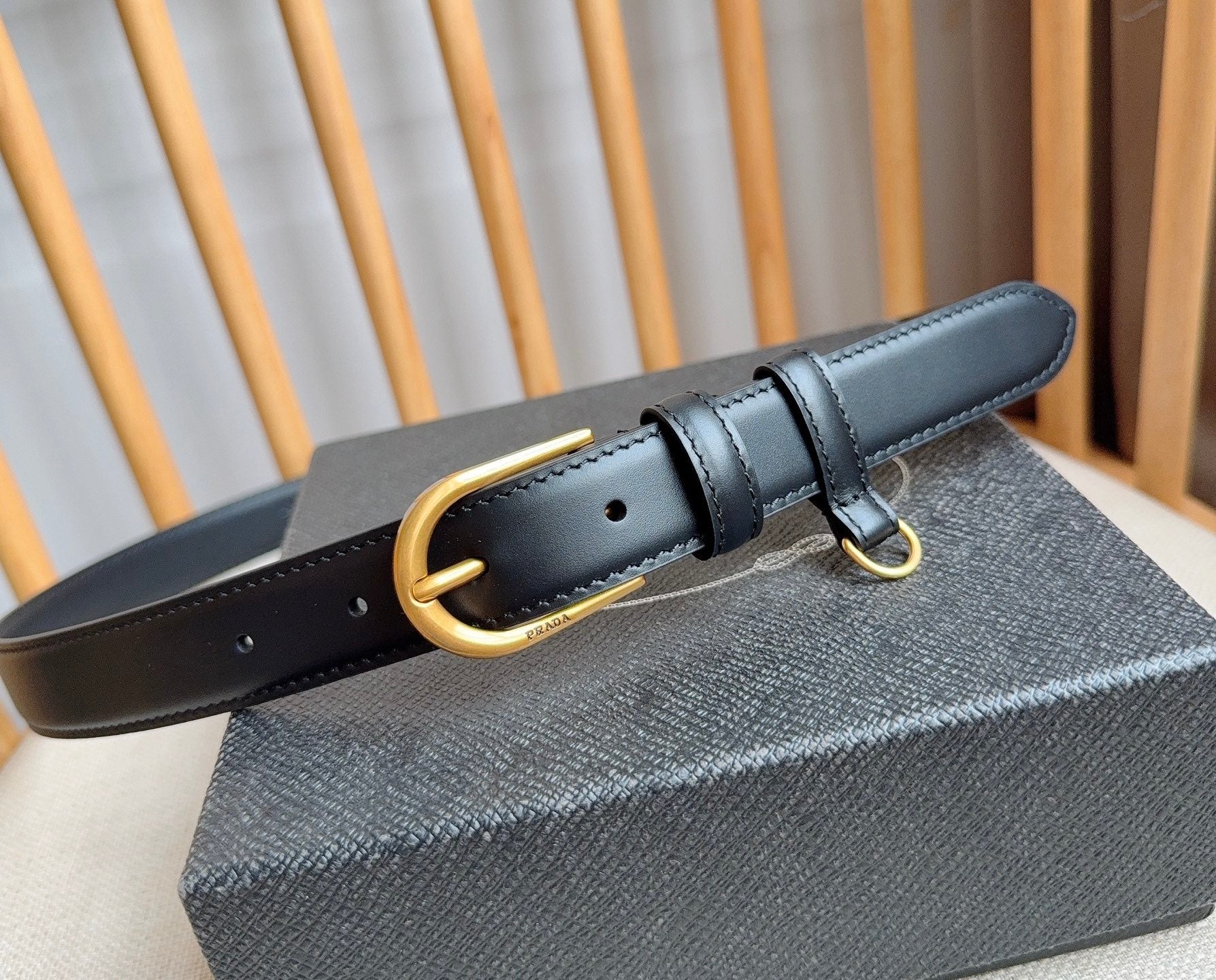 PRADA 26S BELT 25 MM IN BLACK CALFSKIN 658538