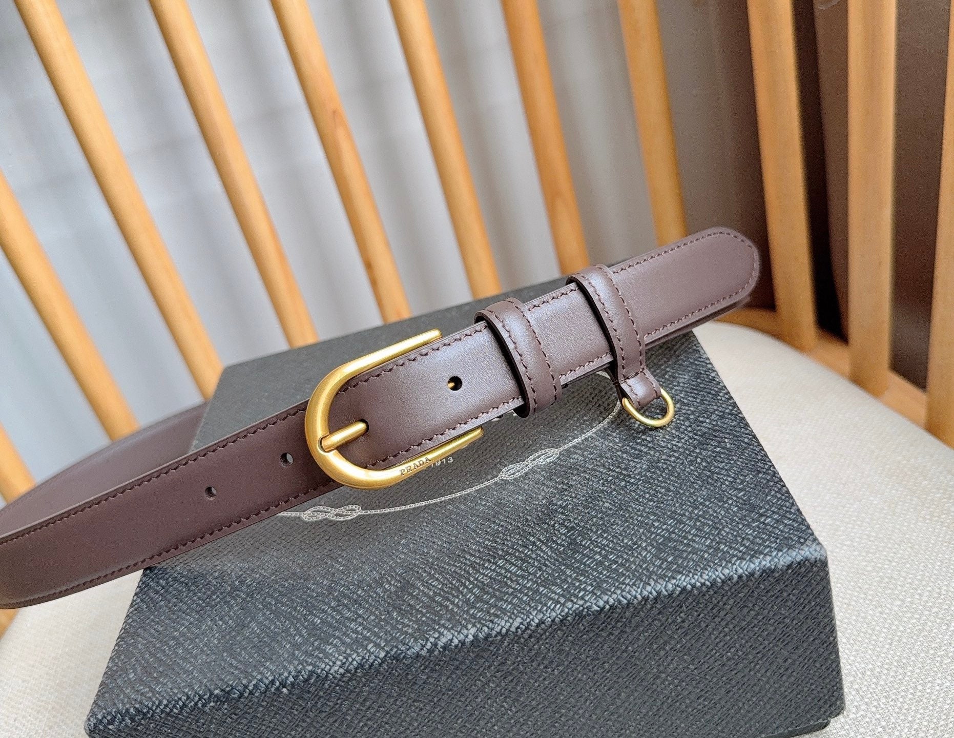 PRADA 26S BELT 25 MM IN BROWN CALFSKIN 658540
