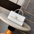 CHANEL 25S KELLY BAG 18 IN WHITE CAVIAR LEATHER WITH GOLD HARDWARE