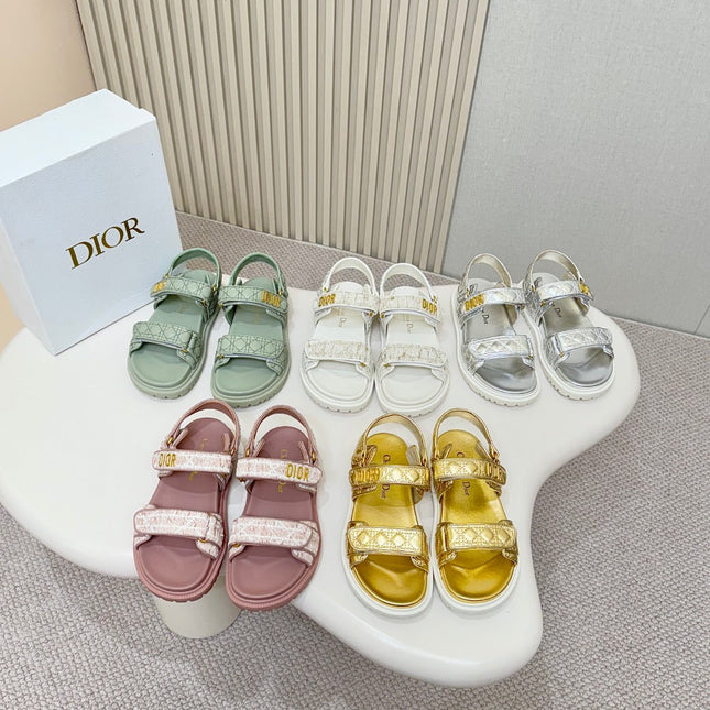 DIOR BACK-STRAP SANDALS 25S IN PALE TEAL GRAY CALFSKIN