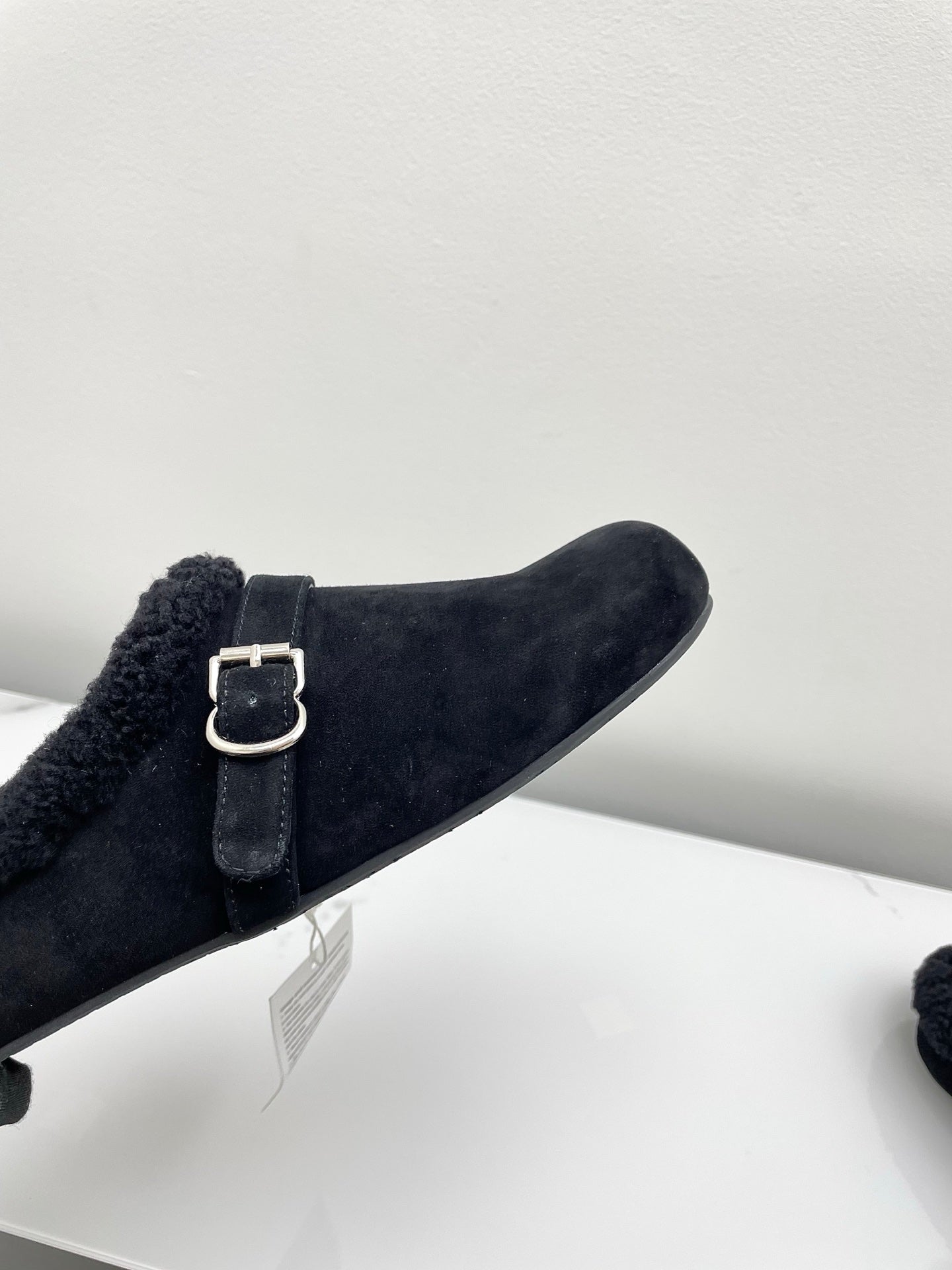 ALAIA 26S MULE IN BLACK SUEDE AND WOOL