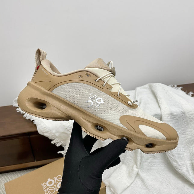 LOEWE 26S CLOUDSOLO SNEAKERS IN BROWN AND BEIGE RECYCLED POLYESTER