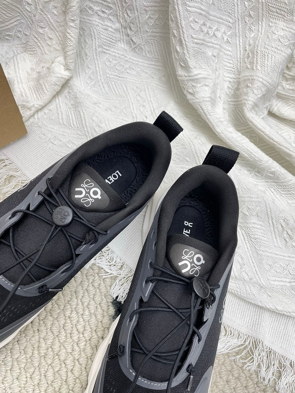 LOEWE 26S CLOUDSOLO SNEAKERS IN BLACK AND WHITE RECYCLED POLYESTER