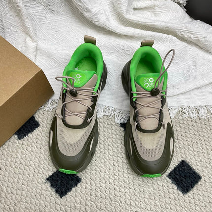 LOEWE 26S CLOUDSOLO SNEAKERS IN OLIVE GREEN AND BEIGE RECYCLED POLYESTER