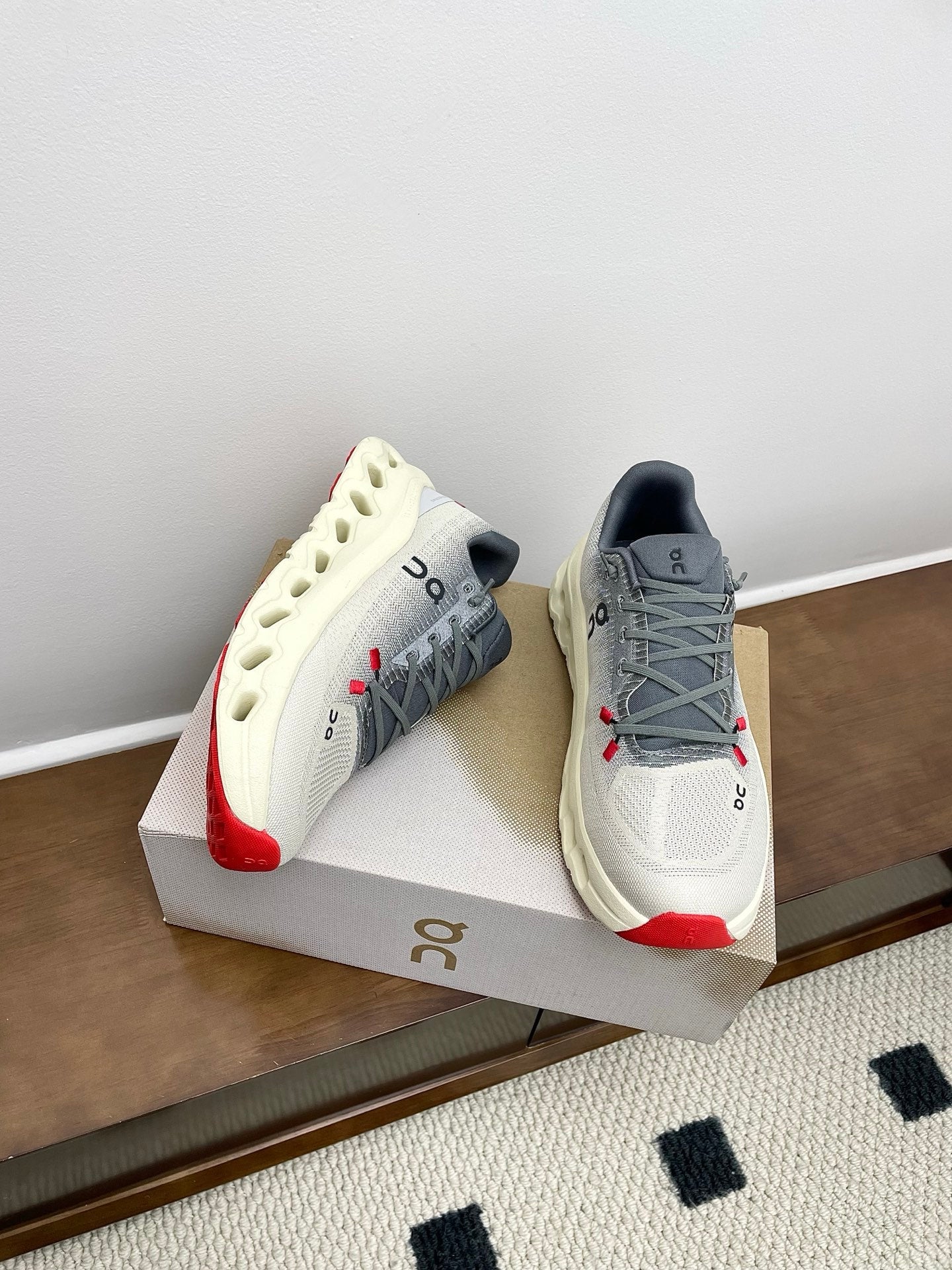 LOEWE 26S CLOUDTILT SNEAKER IN DARK GRAY AND WHITE RECYCLED POLYESTER