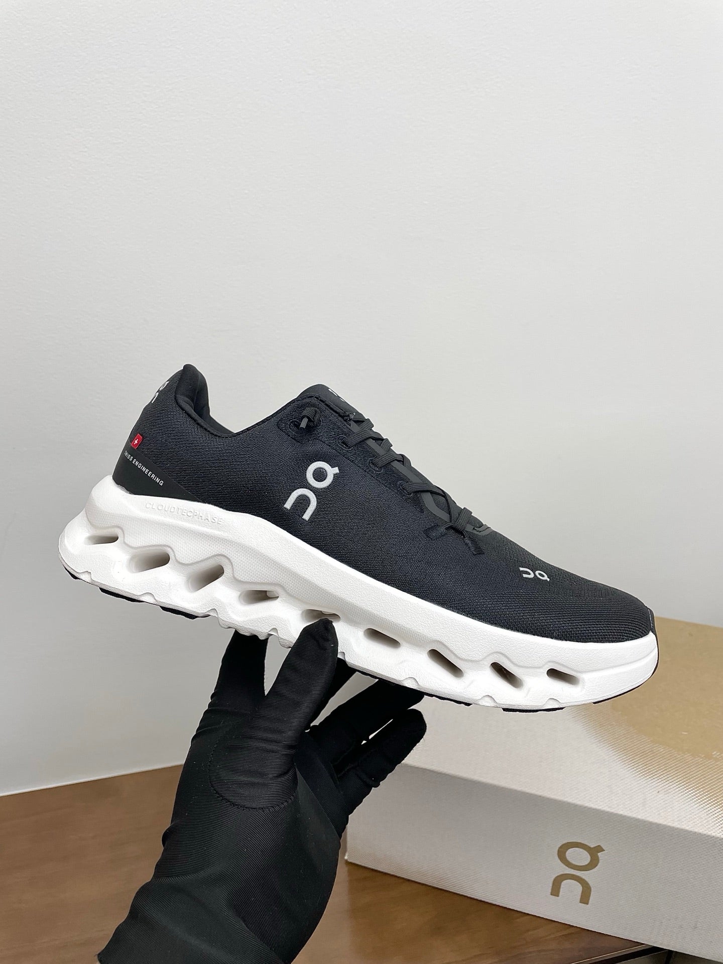 LOEWE 26S CLOUDTILT SNEAKER IN BLACK AND WHITE RECYCLED POLYESTER