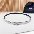 CC BELT 15 MM IN WHITE CALFSKIN WITH SILVER HARDWARE
