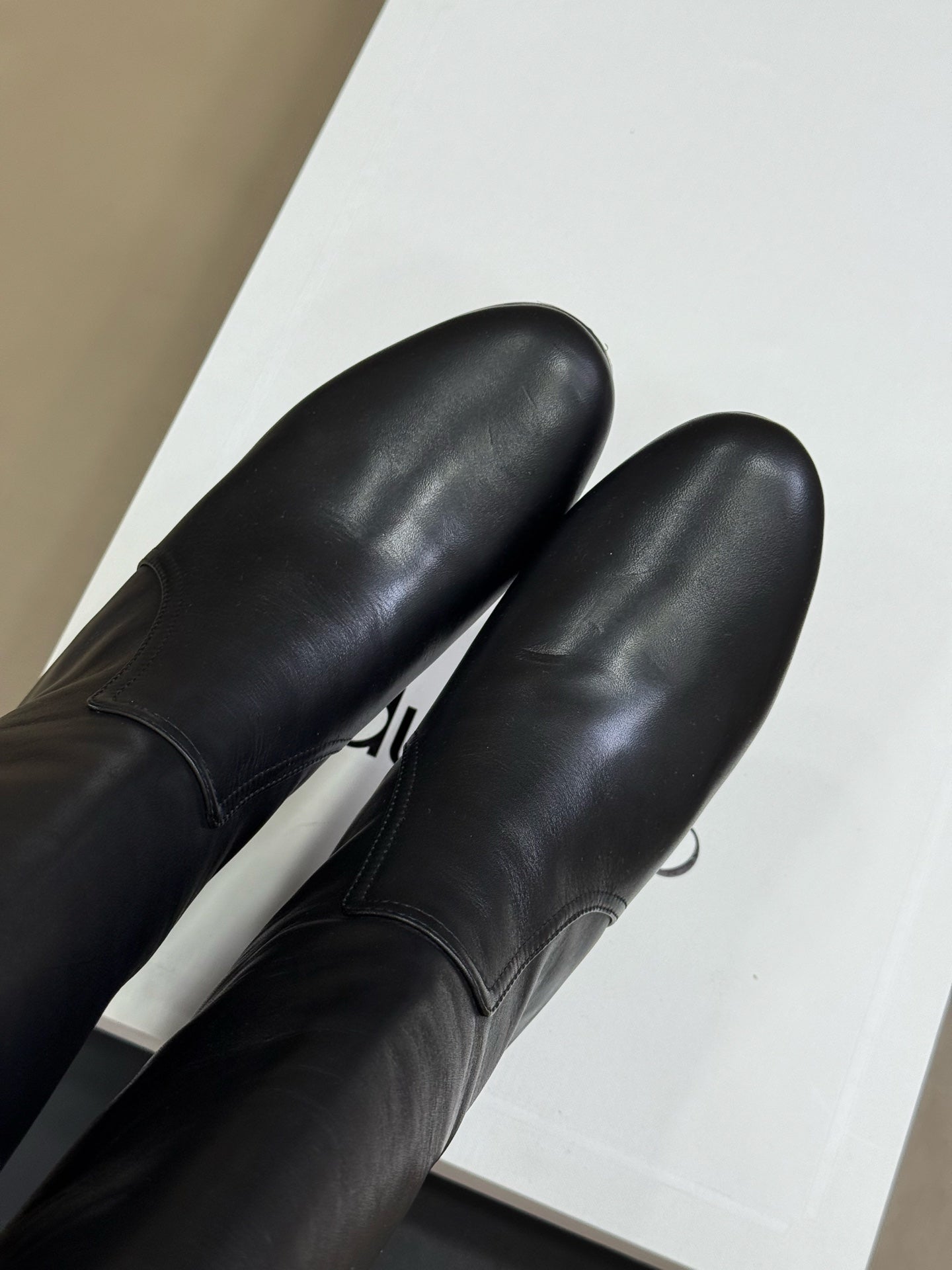 CELINE 26S HIGH-TOP BOOTS IN BLACK CALFSKIN