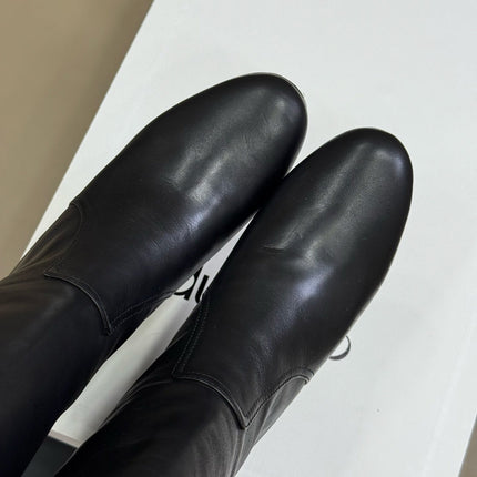 CELINE 26S HIGH-TOP BOOTS IN BLACK CALFSKIN