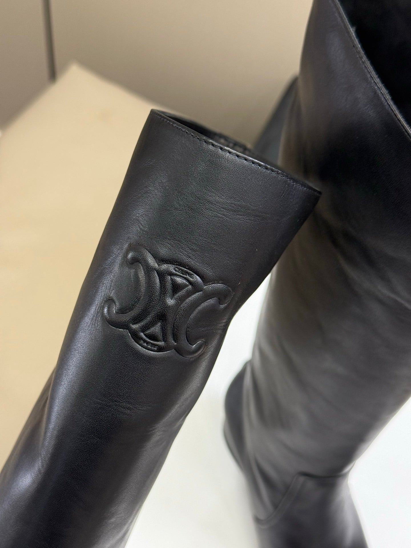 CELINE 26S HIGH-TOP BOOTS IN BLACK CALFSKIN