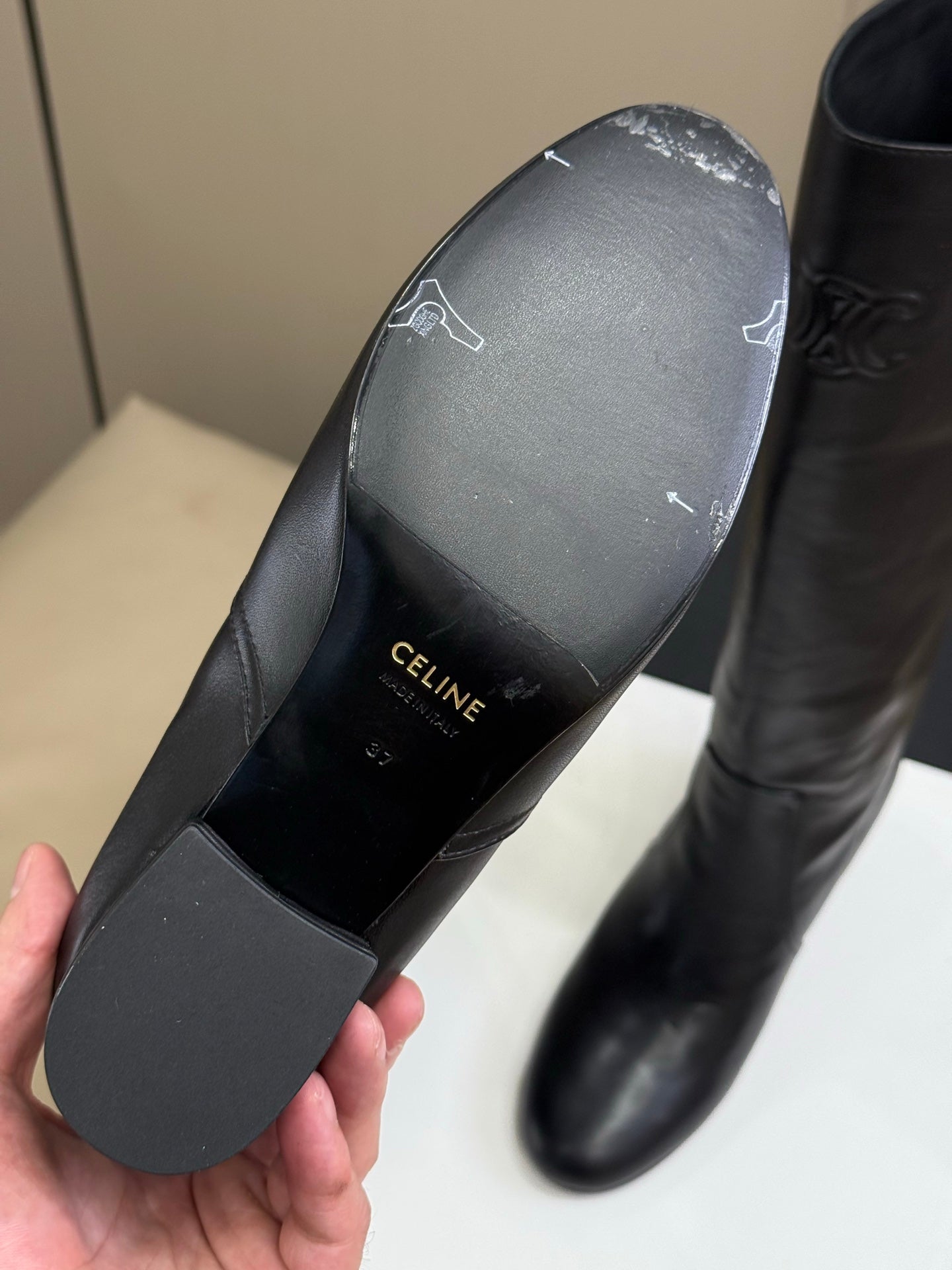 CELINE 26S HIGH-TOP BOOTS IN BLACK CALFSKIN