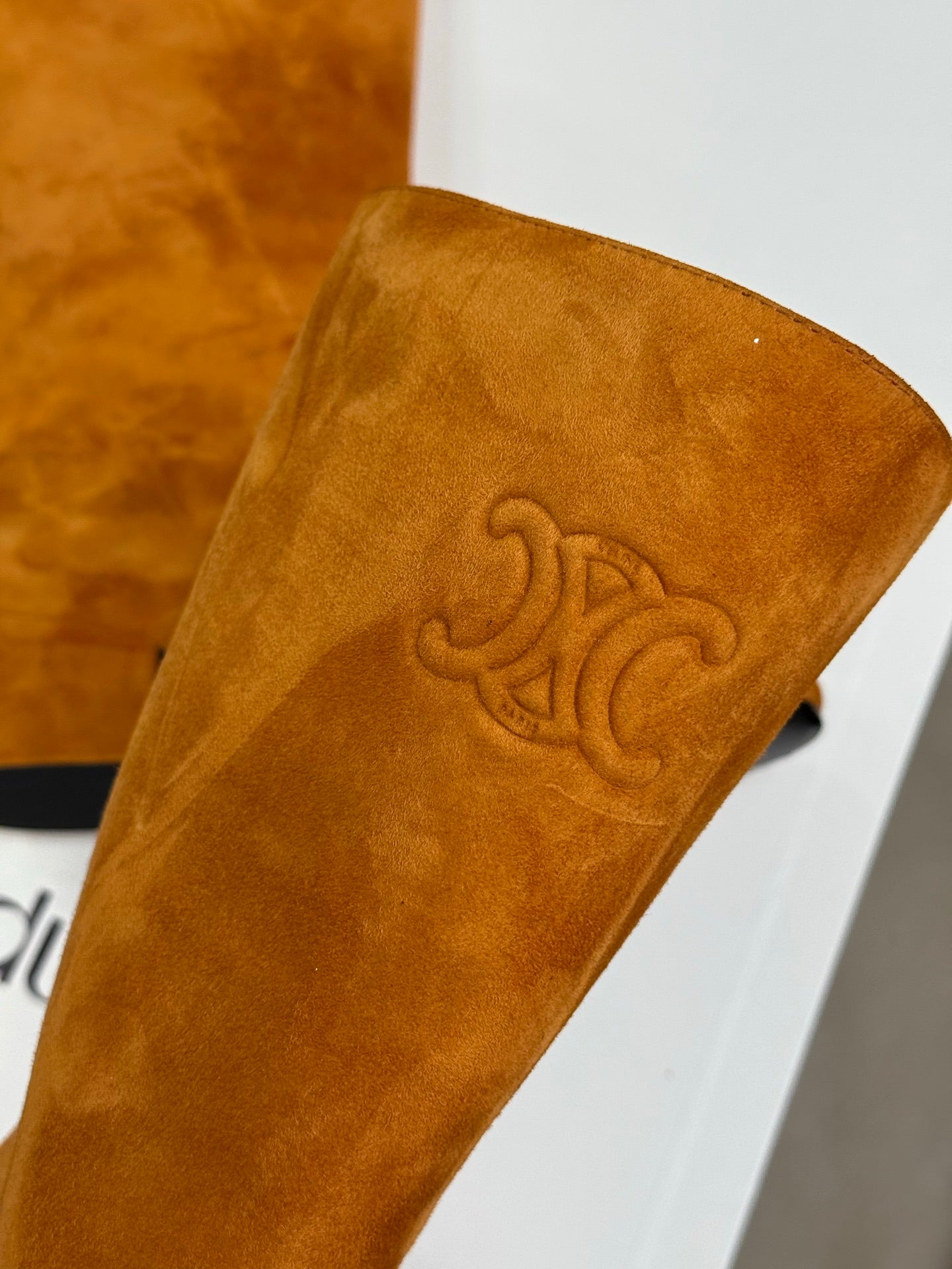 CELINE 26S HIGH-TOP BOOTS IN ORANGE BROWN SUEDE