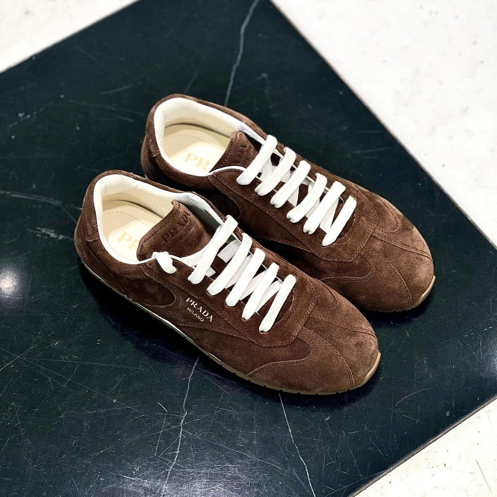 PRADA 25S SNEAKER IN DARK BROWN SUEDE STYLE 6