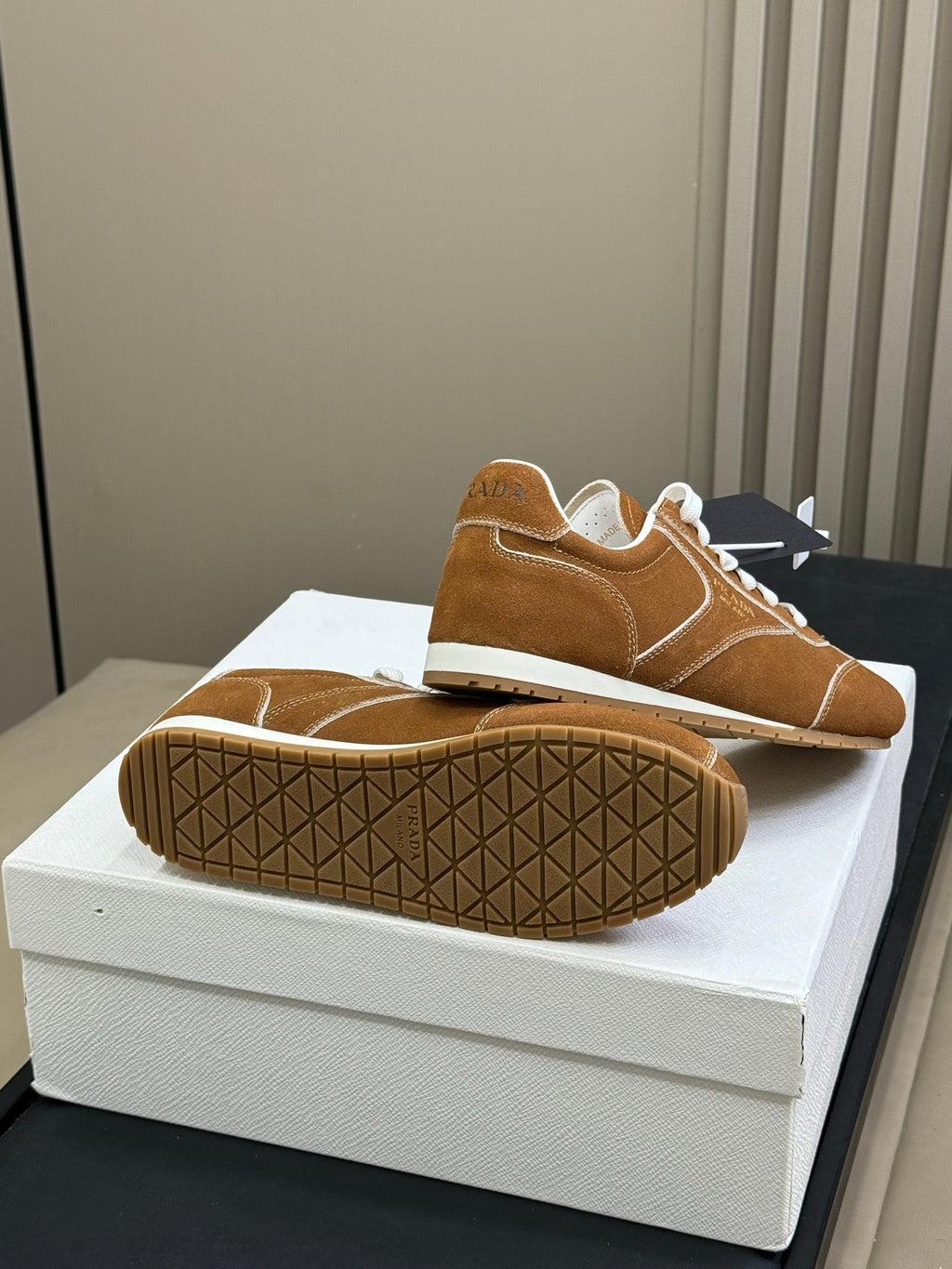 PRADA 25S SNEAKER IN BROWN SUEDE STYLE 8