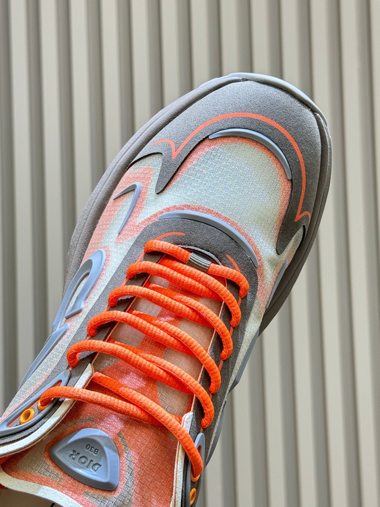 DIOR 26S B30 COUNTDOWN TECH SNEAKER IN GRAY AND ORANGE TECHNICAL FABRIC AND SUEDE