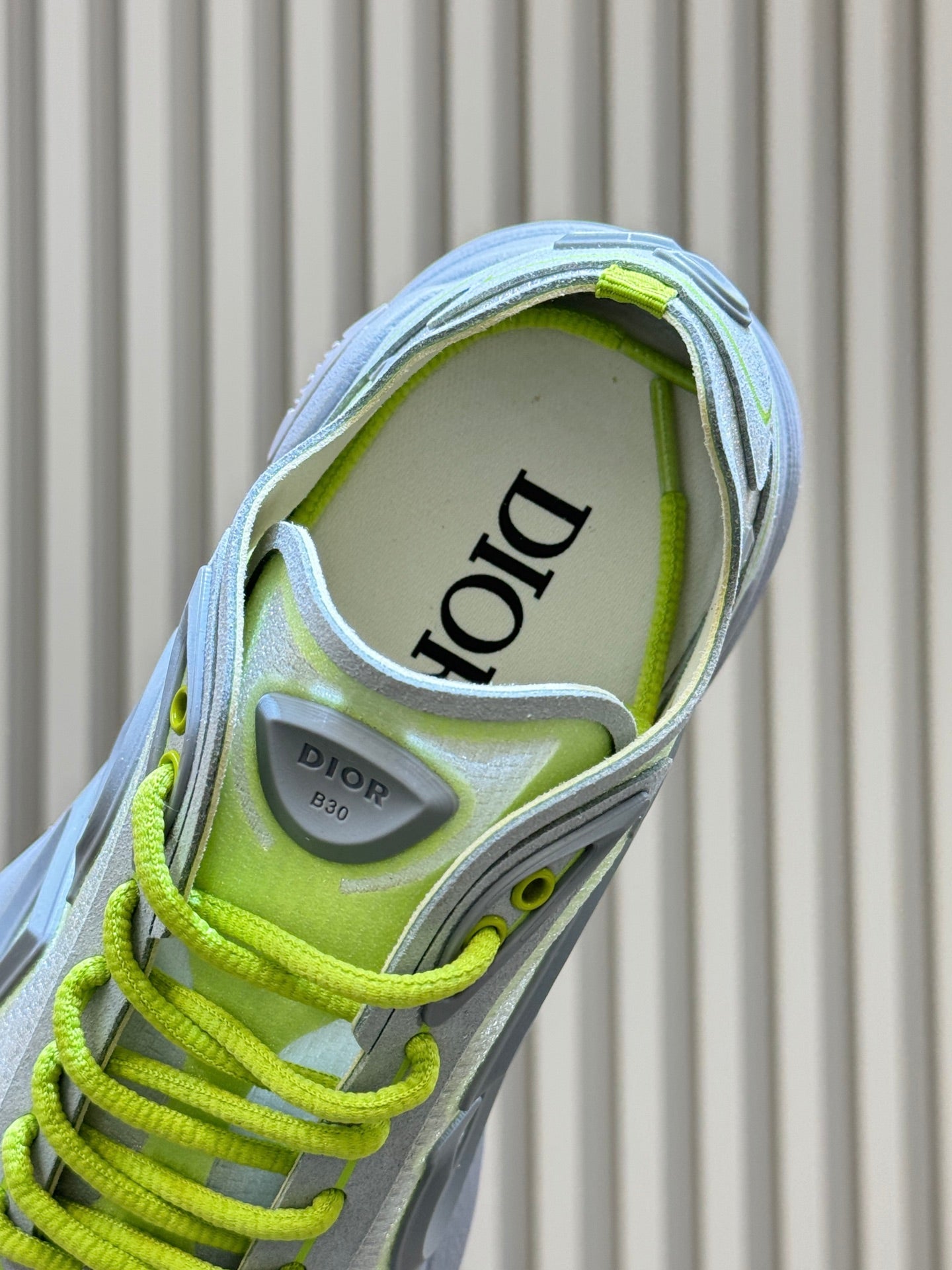 DIOR 26S B30 COUNTDOWN TECH SNEAKER IN GRAY AND GREEN TECHNICAL FABRIC AND SUEDE