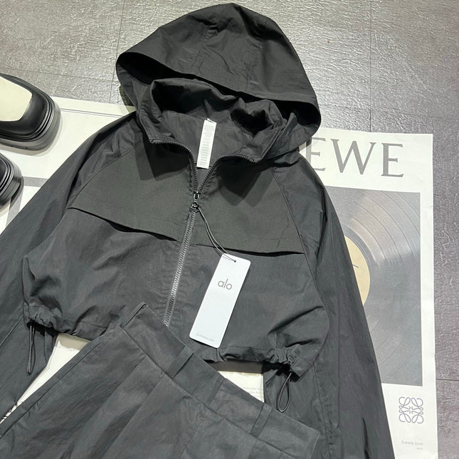 ALO 26S HOODED CROPPED JACKET & SHORTS SET 275